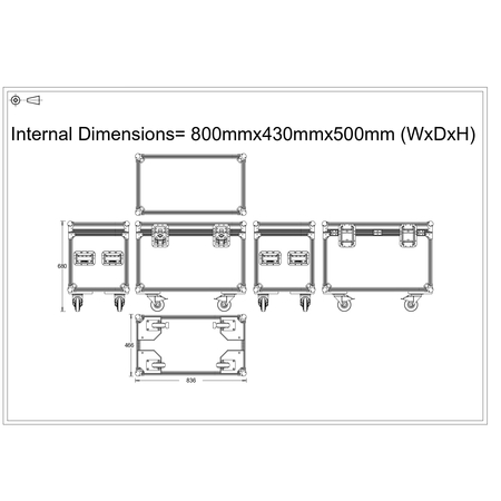 Cable Trunk Road Trunk Flight Cases (800mm)